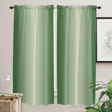 Forest Green Ombre Curtains Rod Pocket 2 Panels 52"W x 84"L