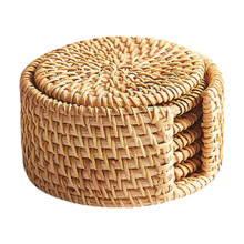 Handgeweven rotan isolatiematten – Hittebestendige onderzetters en placemats, natuurlijke ronde tafelmatten, boho woondecoratie