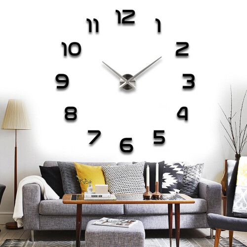 Creative Wall Clock Easy to Install Black and Silver 1