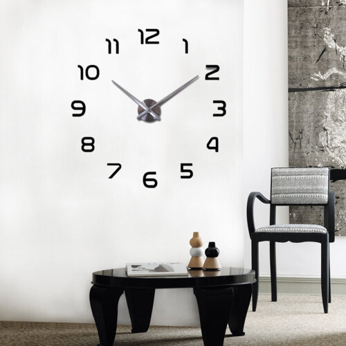 Creative Wall Clock Easy to Install Black and Silver 2