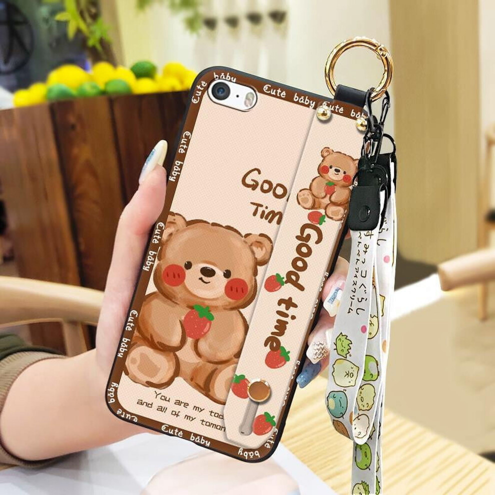Phone Case Compatible With Iphone 5/5S/Se Â Protective Silicone Cover With Wristband, Kickstand & Cartoon Design 9065194438252