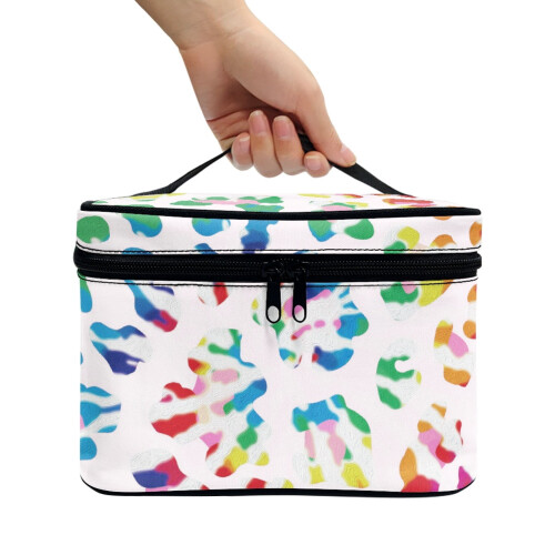 Makeup-etui med farvede teksturer og børste 2