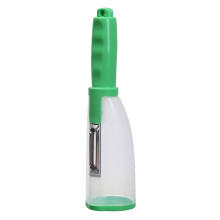 Éplucheur multifonctionnel avec récipient de rangement, éplucheur de fruits et légumes avec poignée ergonomique verte pour la cuisine, la