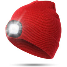 Căciulă tricotată Beanie cu lanternă cu 4 LED-uri, pălărie de iarnă, reîncărcabilă prin USB, lanterna frontală, pentru vânătoare și