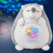 Baby Sleep Natlampe Projektor Legetøj med Musik, Blød LED Pindsvin & Ugle Plys, Beroligende Stjerneprojektion & Afslappende Lyde til Spædbarns