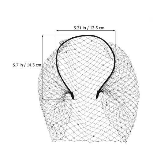 Black wedding veil headband with mesh birdcage design 1