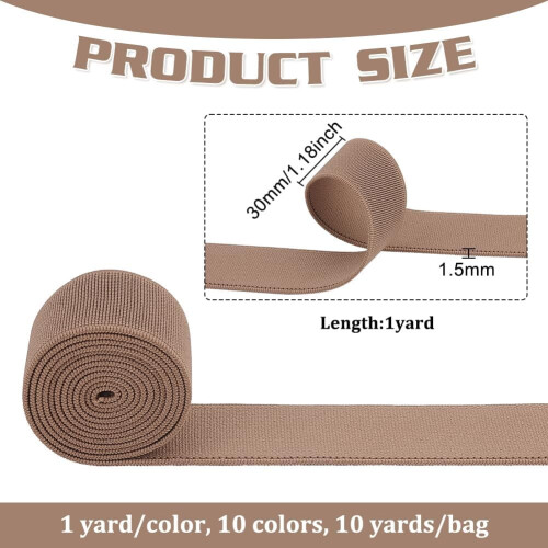 Polyester elastic webbing band 30mm 10 colors 10 yards 1
