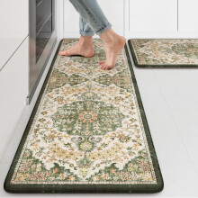 KIMDOE Cushioned Anti-Fatigue Kitchen Rug Set – Non-Skid, Waterproof, Ergonomic Foam Mat for Kitchen, Office, Laundry (17"x29.5"+17"x47")