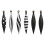 Plastic Finial Drop Ornament Black White Stripe 6 pcs 7