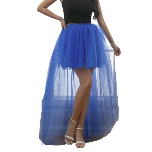 Women's asymmetrical mesh party skirt short front long back 2