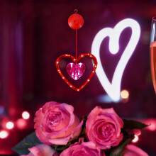LED Heart Curtain Lights with Suction Cups, 3M Red String Lights for Indoor/Outdoor Party & Wedding Decor, Compatible with Standard Outlets