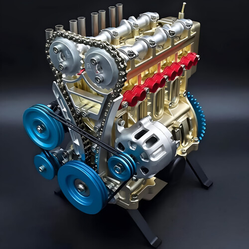 8-Cylinder Full Metal V8 Engine Model Kit, DIY Car Engine Model (Smooth), Compatible with Educational Use 2