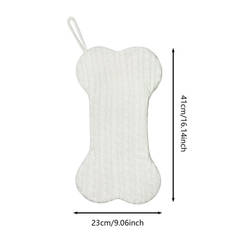 Dog Christmas Stocking Bone Shape Knitted 16.14 Inch 2