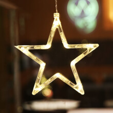 Christmas LED Snowflake, Santa & Deer Hanging Lights with Suction Cup – Battery Operated, Compatible with Xmas Tree, Wall, Window Decor