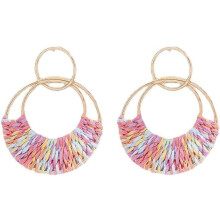Rattan Weave Raffia Hoop Earrings for Women – Boho Summer Lightweight Geometric Drop Earrings, Beach Party Jewelry Gifts