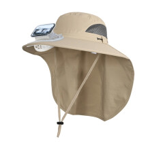 Solar Powered Sun Hat With Neck Cover For Kids Teens Outdoor Camping Hiking Wide Brim Sunshade Cap For Adventures