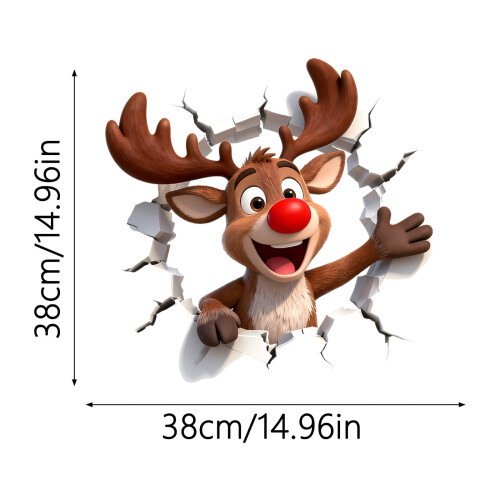 3D Santa Wall Decal Reindeer Sticker Removable 1 Piece 2