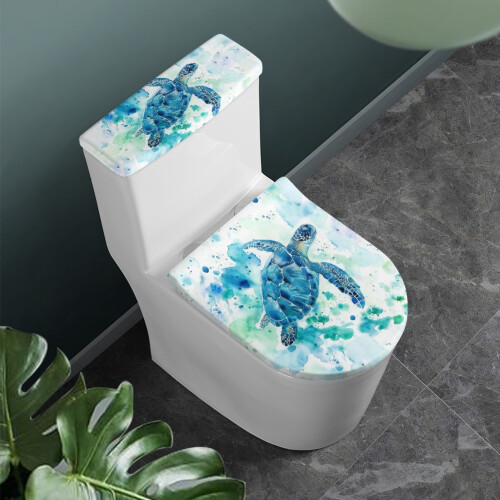 Weicher WC-Deckelbezug mit Schildkrötenmuster und elastischem Rand 1