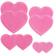 Heart Embroidered Patches Cotton Pink 8Pcs 1.34X1.18X0.04in