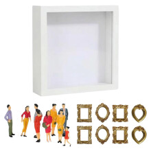 9.8" Square DIY Museum Silhouette Box Mini Museum Frame Photo Display Frame with Miniature Figurine for Home Bedroom Office Decoration