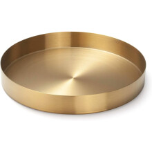 Plateau rond doré en acier inoxydable pour bijoux, maquillage, bougies (8,6 pouces)