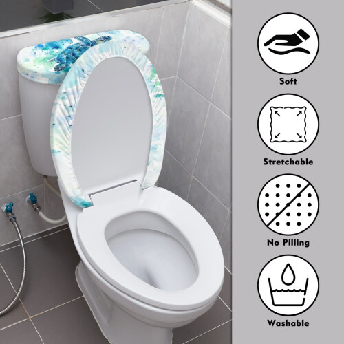 Weicher WC-Deckelbezug mit Schildkrötenmuster und elastischem Rand 2