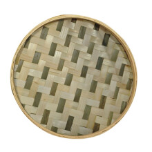 Panier à tamis rond tissé à la main, plateau de rangement en bois pour légumes, fruits, pain, pique-nique – Compatible avec le vannage