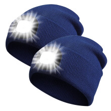 Hata Beanie LED iClover2Pack le Solas, Caipín Ceannlampa Cniotáilte Geimhridh In-athluchtaithe USB Bronntanais do Fhir Mhná Fánaíocht agus