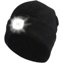 Gorro Morttic LED con luz – Gorro con linterna frontal recargable, gorro de invierno de punto cálido para correr, hacer senderismo y acampar –