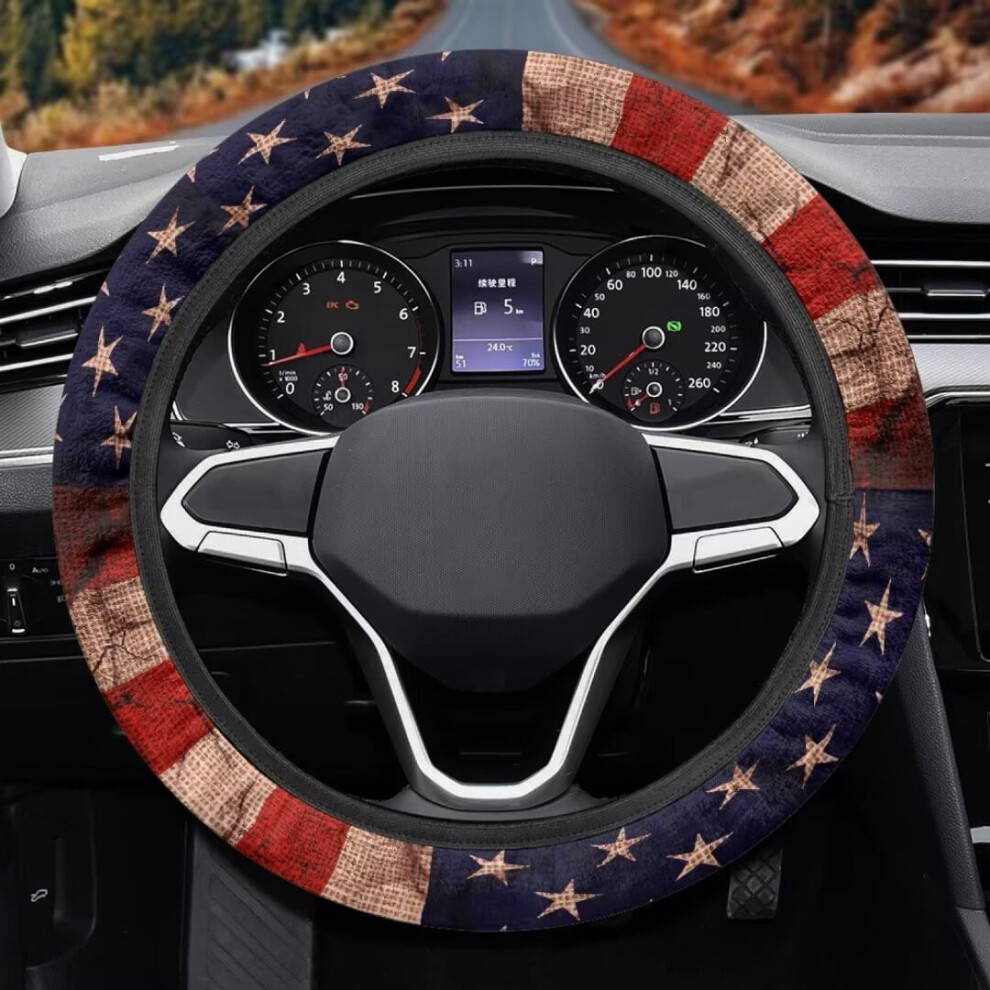 American Flag Steering Wheel Cover 15 Inch 9087558954451
