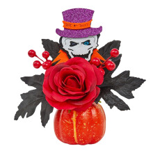 Fiori autunnali artificiali in seta arancione in vaso, 1 pezzo