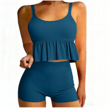 Zweiteiliges Bikini-Set für Damen mit Trägertop und Boxershorts