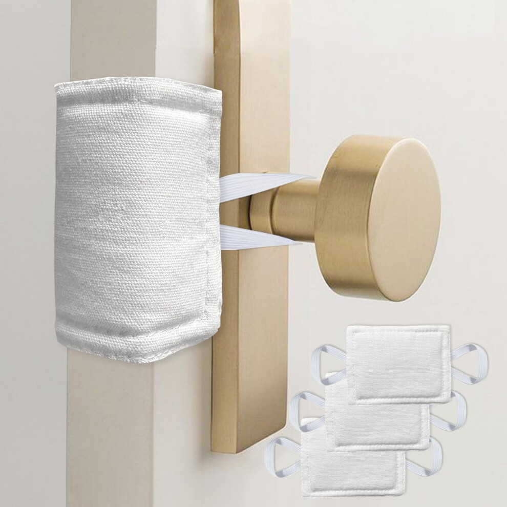 Baby Door Latch Cover & Silencer Cushion, Quiet Slam Prevention, Durable 4X3" (3 Pcs), Compatible With Standard Doors White