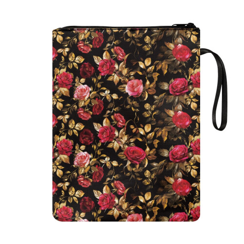 Buchhülle mit Rosenmuster, Griffschutz aus Polyester 1