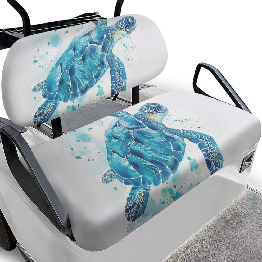 Inked Sea Turtle Golf Cart Seat Cover Set Â Anti-Hot, Easy Install, Universal For 2-Seater Club Car & More 9399596744476