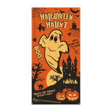 Vintage Halloween függönyzászló – ajtótakaró, édességgyűjtő transzparens, töktábla, partikellékek (kompatibilis a hagyományos