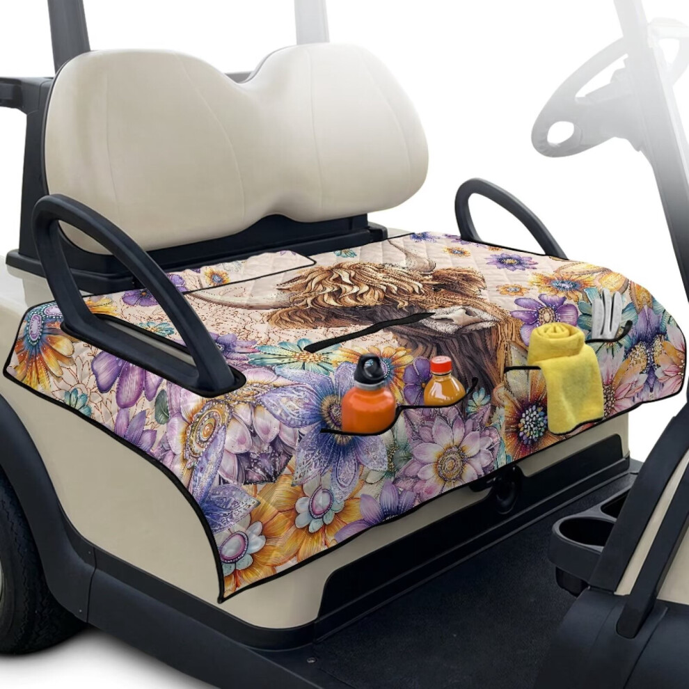 Boho Floral Golf Cart Seat Covers With 4 Pockets For Ezgo 9180435750433