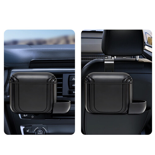 Car Garbage Can with Secure Lid Black 1