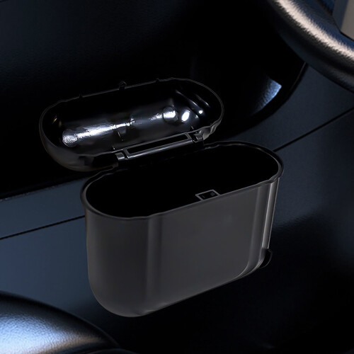 Car Garbage Can with Secure Lid Black 2