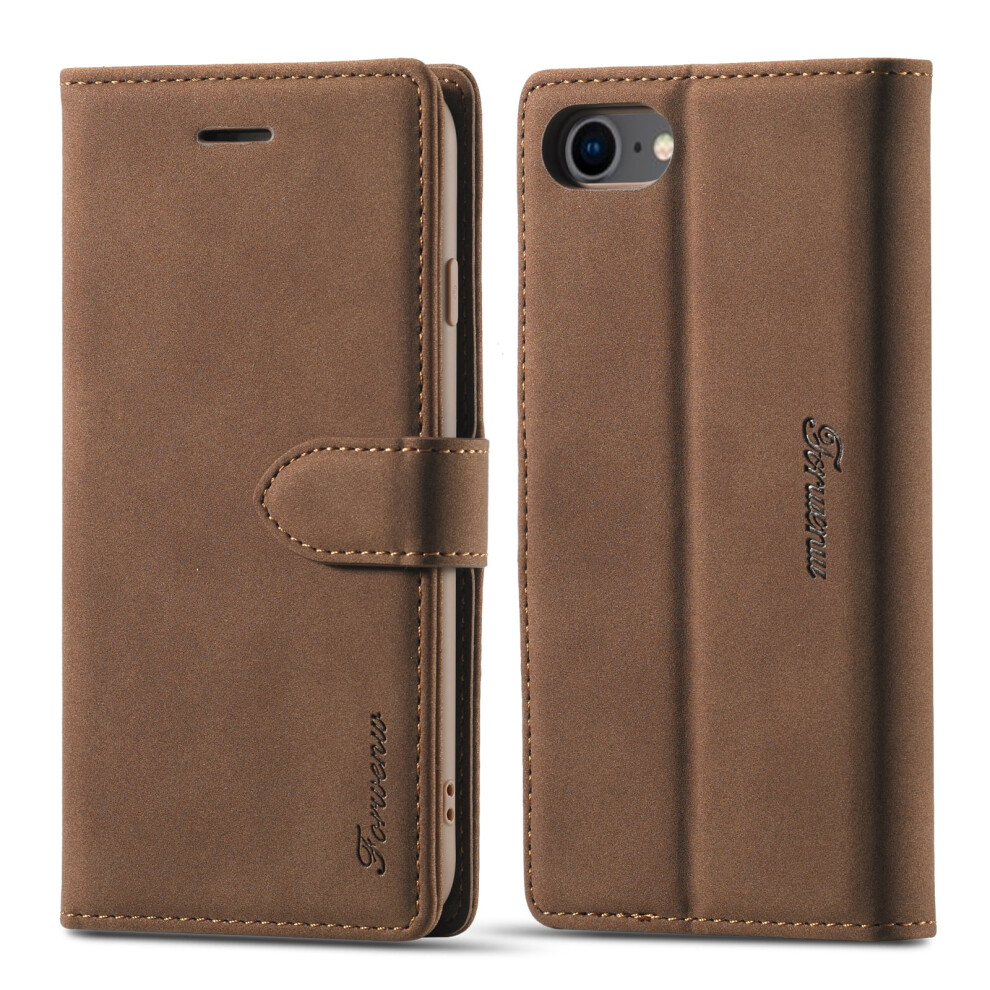 Magnetic Leather Wallet Case W/Kickstand, Shockproof Hybrid Cover For Iphone 7/8/Se 2020/Se 2022 (4.7") Â Brown 9027700167667
