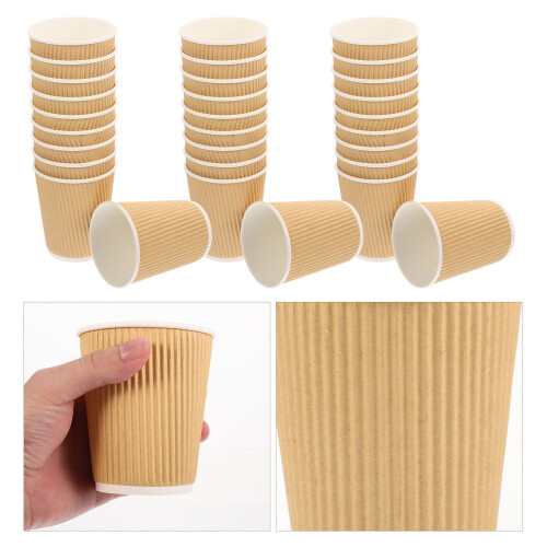 Yellow Paper Coffee Cups Ergonomic Design 6 oz