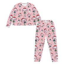 Women's Axolotl Snowman Print Pajama Set Long Sleeve Top