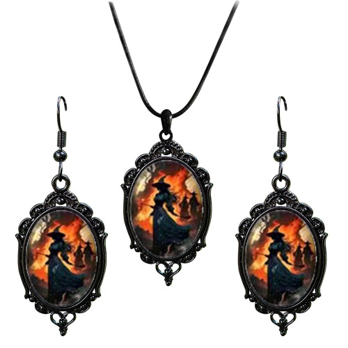 Σετ κοσμημάτων γοτθικού στυλ για το Halloween για γυναίκες: Σκουλαρίκια και κολιέ