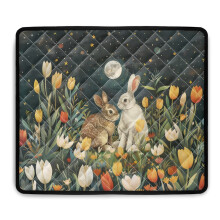 Washer & Dryer Top Dust Cover Mat – Water/Heat Resistant, 24x19.7", Rabbit Tulip Moon Design