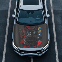 American Flag Black Cat Car Hood Cover Breathable Portable