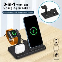 3-in-1 Wireless Charging Station with Desk Magnetic Fast Charging for iPhone, Samsung, Apple Watch & Android – Compatible with Apple, Android