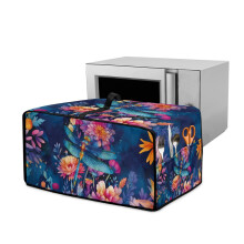 Dragonfly Flower Print Toaster Oven Cover – Linen-Look Polyester, Stain Resistant, 18.5"x14.5"x9", Small Size