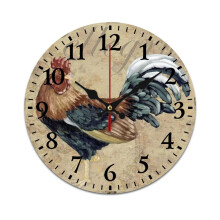 Retro Ink Painting Cock Wall Clock – Mute, Battery-Powered, Compatible with Home/Office/Bedroom