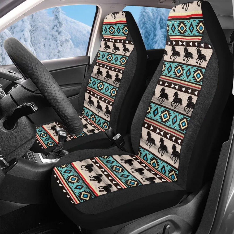 2Pc Western Tribal Aztec Car Seat Covers For High-Back Seats, Anti-Slip, Soft Fluffy Cushion For Suvs/Vans/Trucks Â Compatible With Most Vehicles Coral 9399596746074
