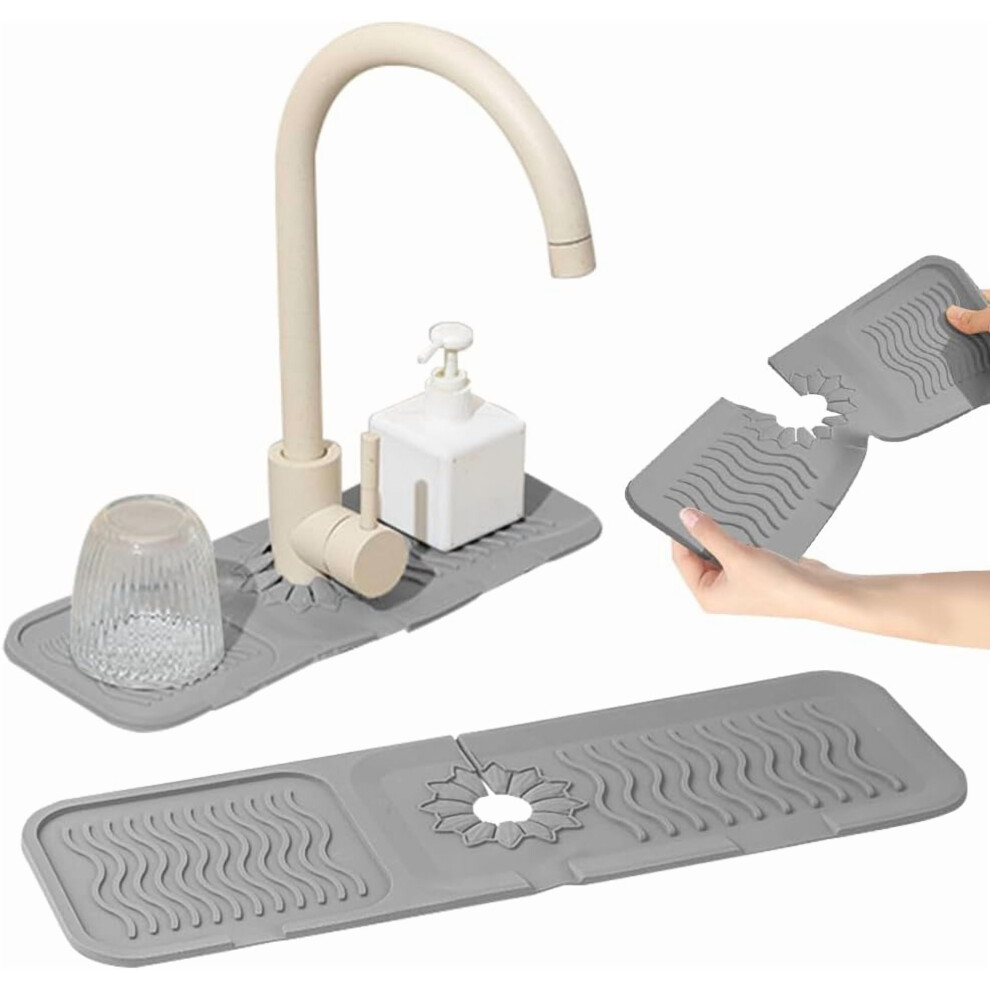 Kitchen Sink Faucet Mat, Silicone Splash Guard, 7 Slope, Quick Self-Draining, Keeps Countertop Dry. 9399596745350